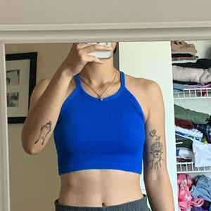free people blue crop top